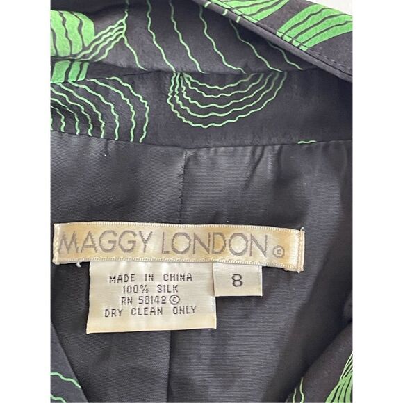 Maggy London Women's Long Sleeve Silk Full Zip Jacket Black And Green Size 8 - Picture 3 of 3